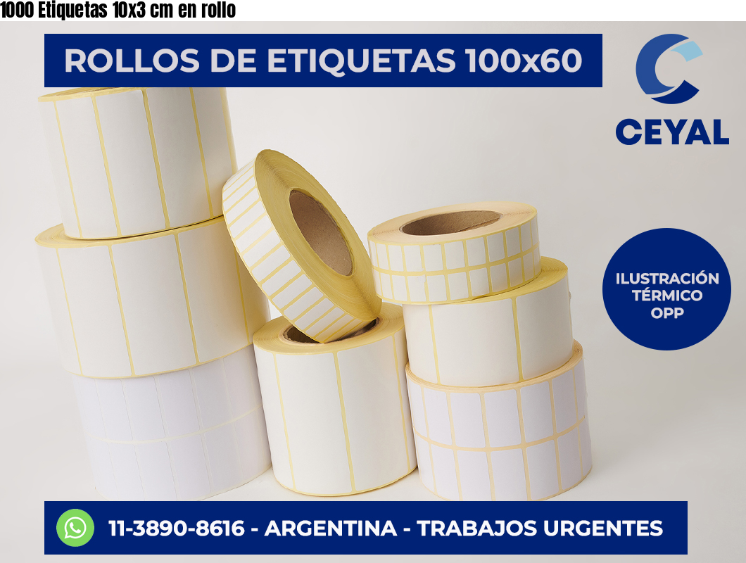 1000 Etiquetas 10×3 cm en rollo