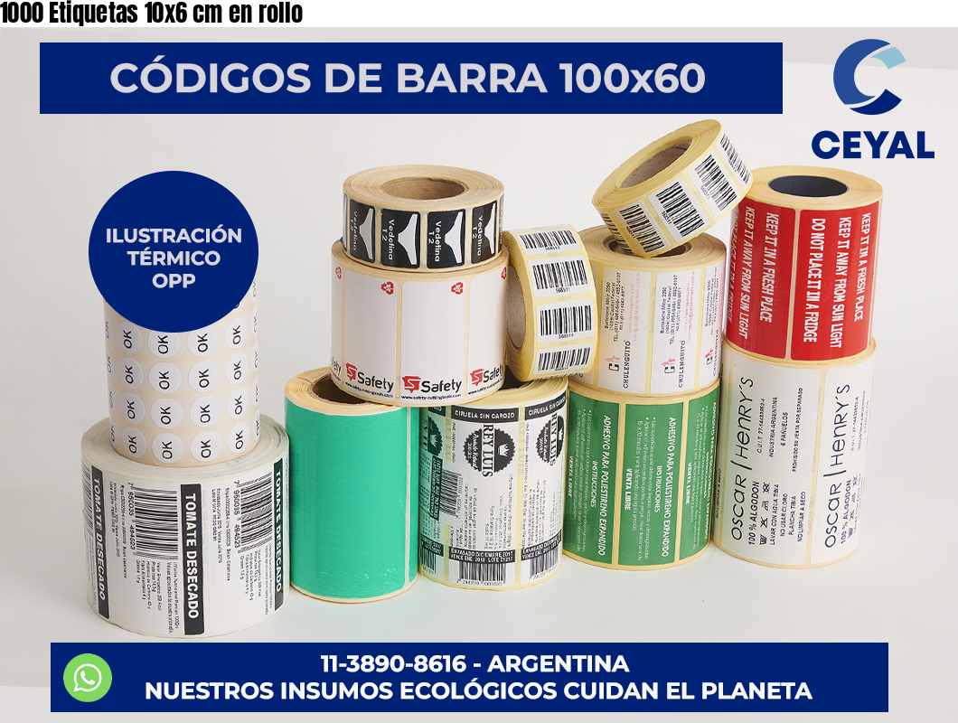1000 Etiquetas 10×6 cm en rollo