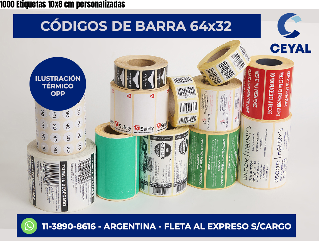 1000 Etiquetas 10×8 cm personalizadas