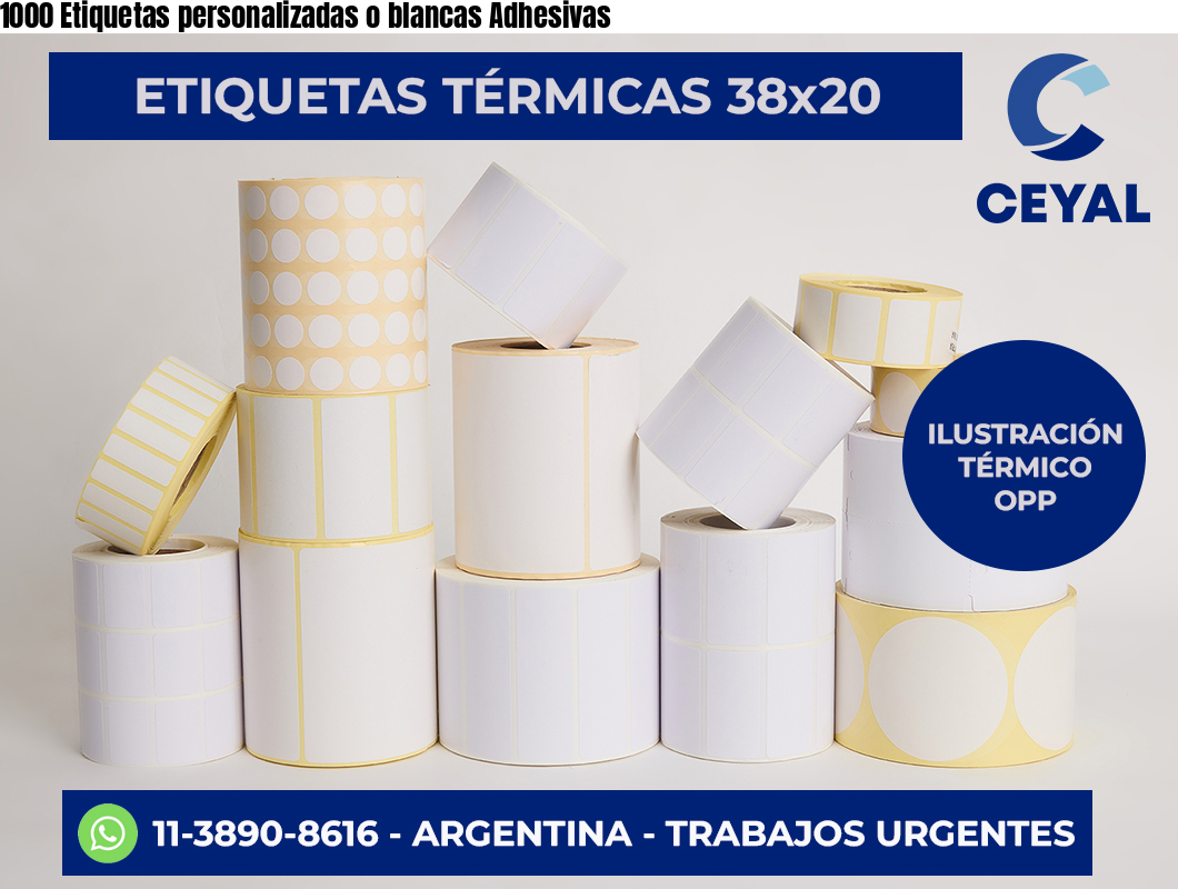 1000 Etiquetas personalizadas o blancas Adhesivas