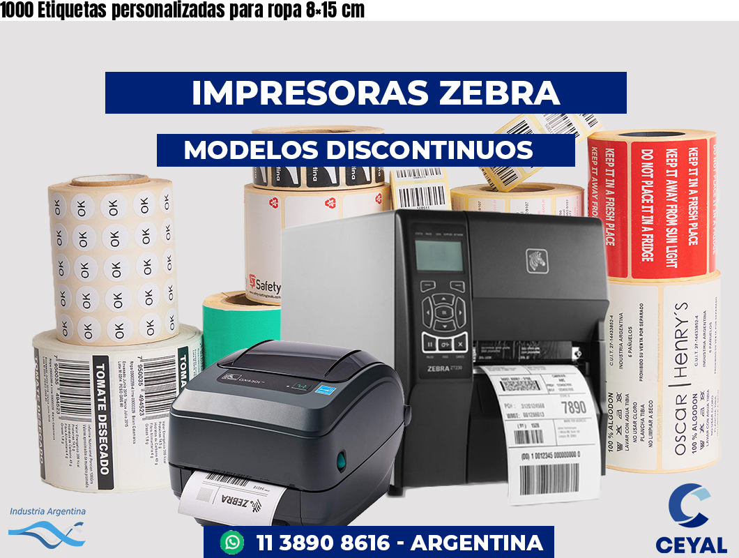 1000 Etiquetas personalizadas para ropa 8×15 cm