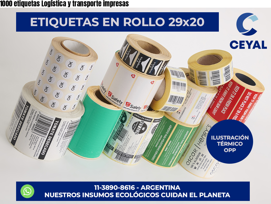 1000 etiquetas Logística y transporte impresas