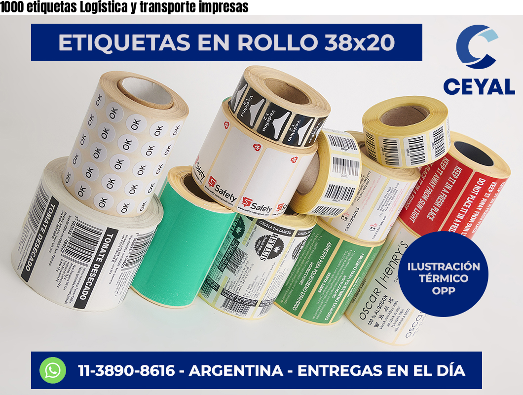 1000 etiquetas Logística y transporte impresas