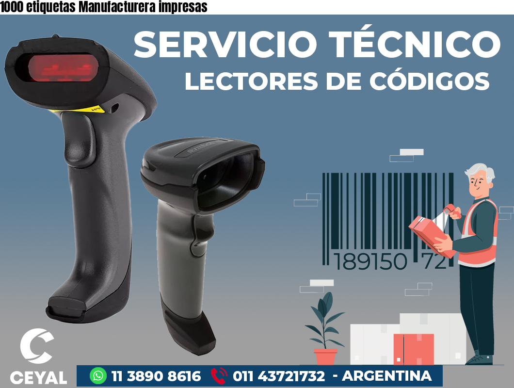 1000 etiquetas Manufacturera impresas