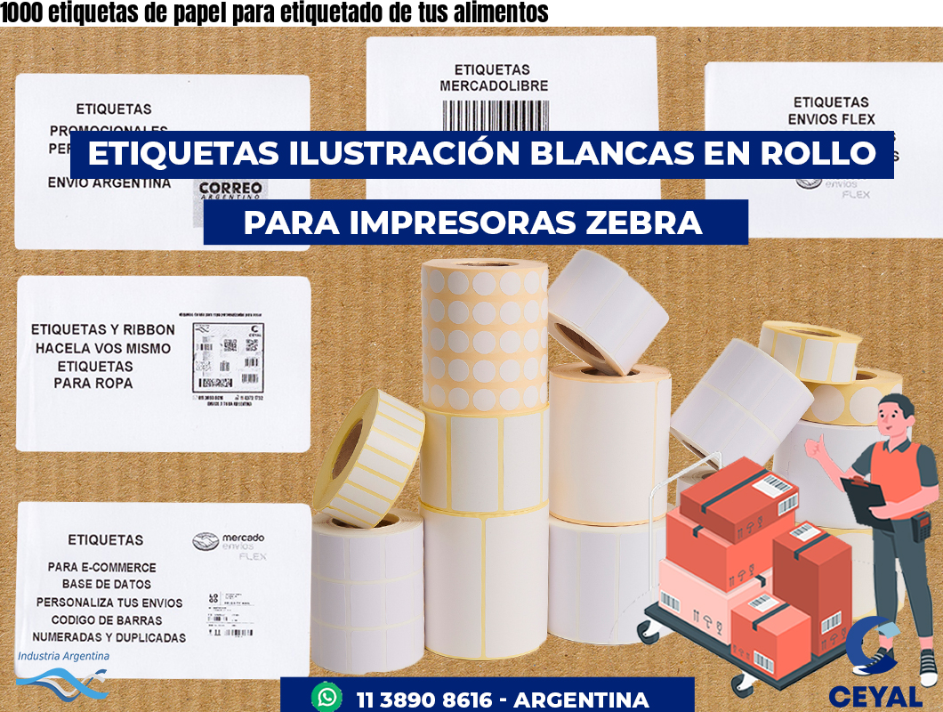 1000 etiquetas de papel para etiquetado de tus alimentos