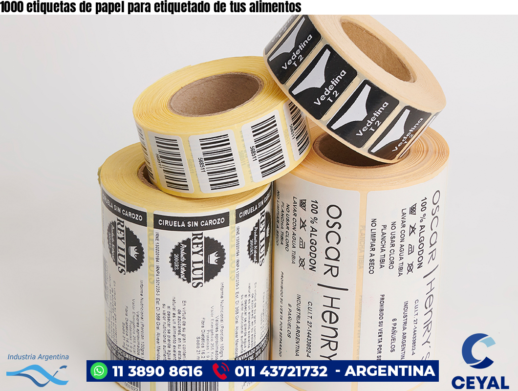 1000 etiquetas de papel para etiquetado de tus alimentos