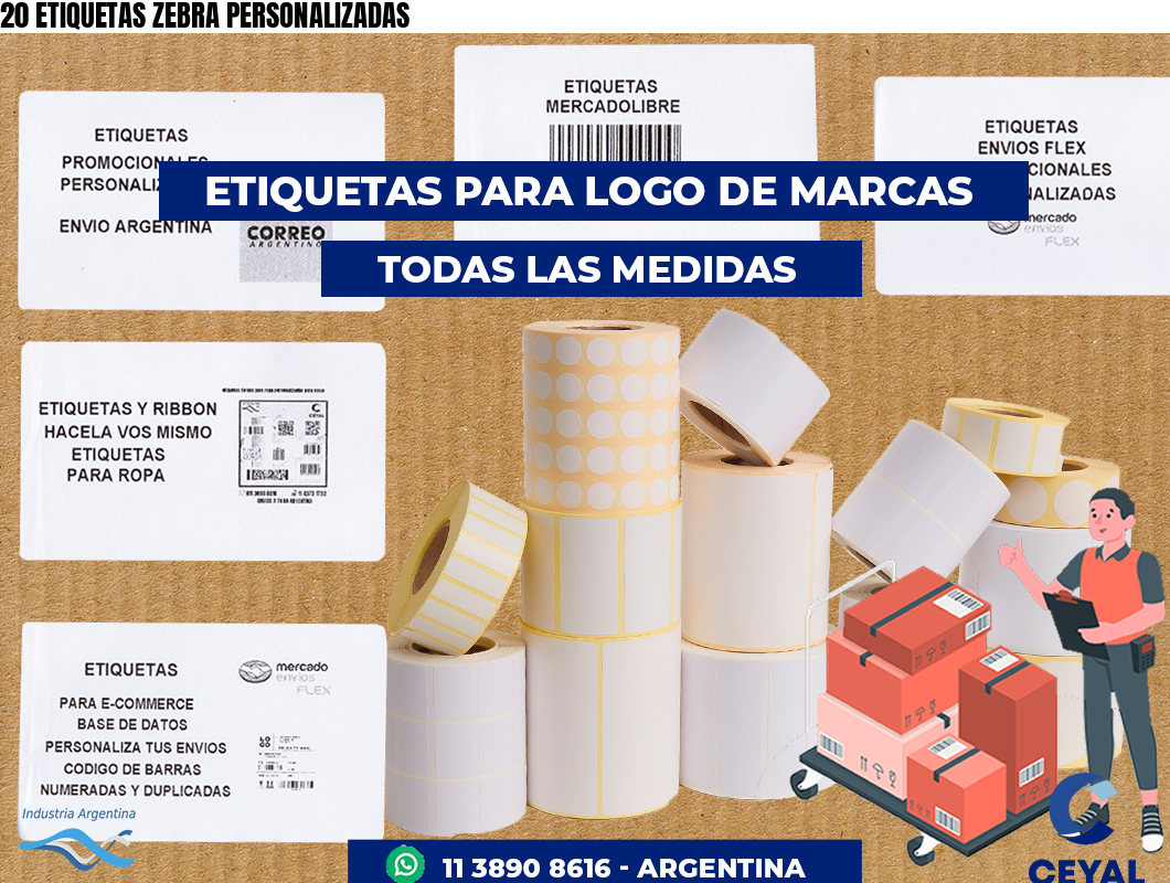 20 ETIQUETAS ZEBRA PERSONALIZADAS
