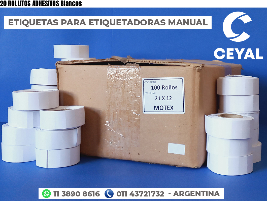 20 ROLLITOS ADHESIVOS Blancos