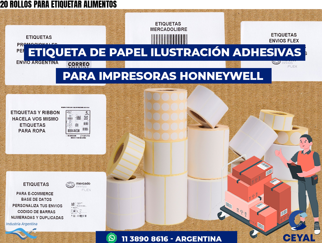 20 ROLLOS PARA ETIQUETAR ALIMENTOS