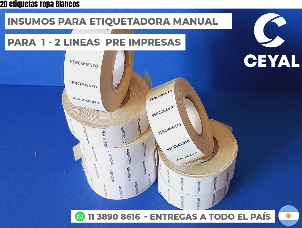 20 etiquetas ropa Blancos