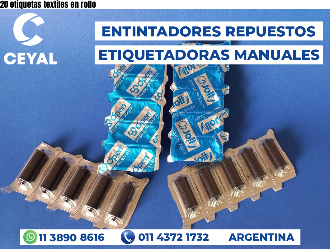 20 etiquetas textiles en rollo