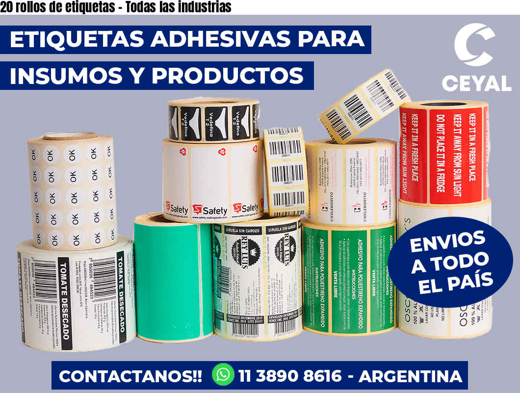 20 rollos de etiquetas - Todas las industrias