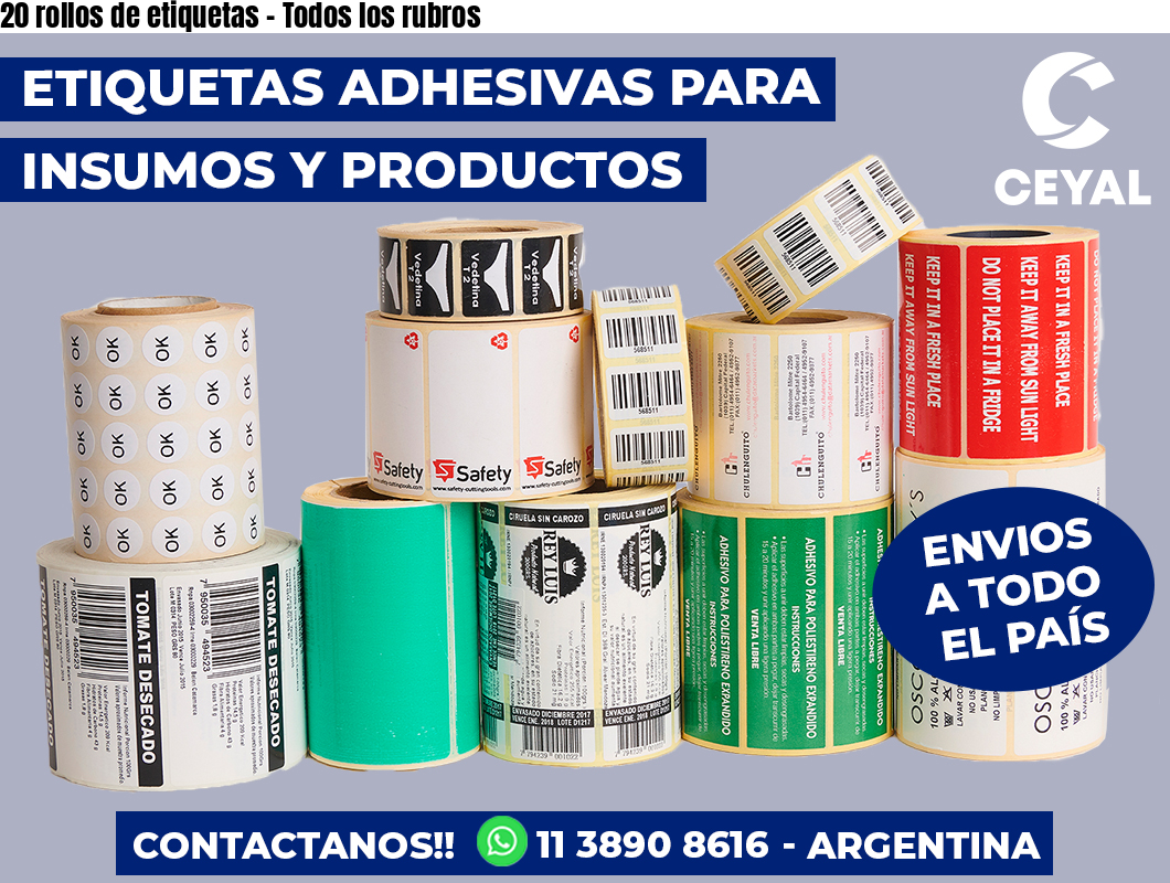 20 rollos de etiquetas - Todos los rubros