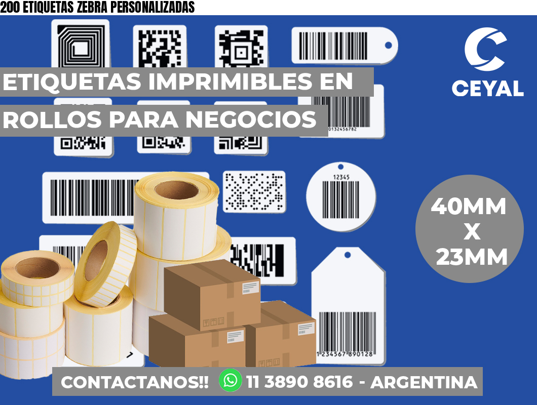 200 ETIQUETAS ZEBRA PERSONALIZADAS