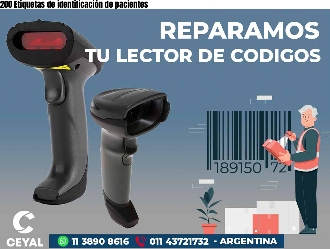 200 Etiquetas de identificación de pacientes
