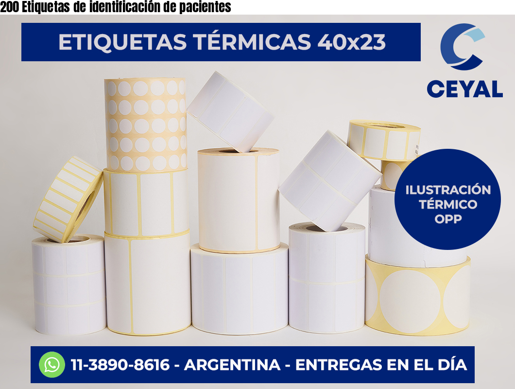200 Etiquetas de identificación de pacientes