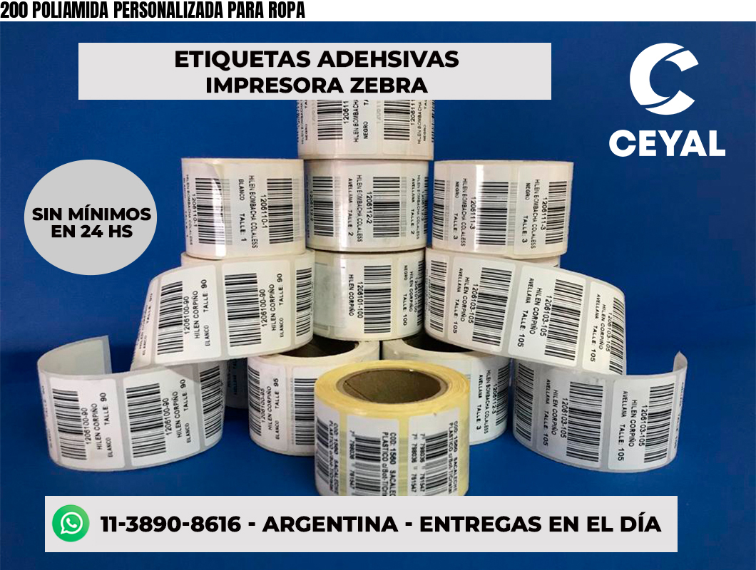 200 POLIAMIDA PERSONALIZADA PARA ROPA - Etiquetas Void