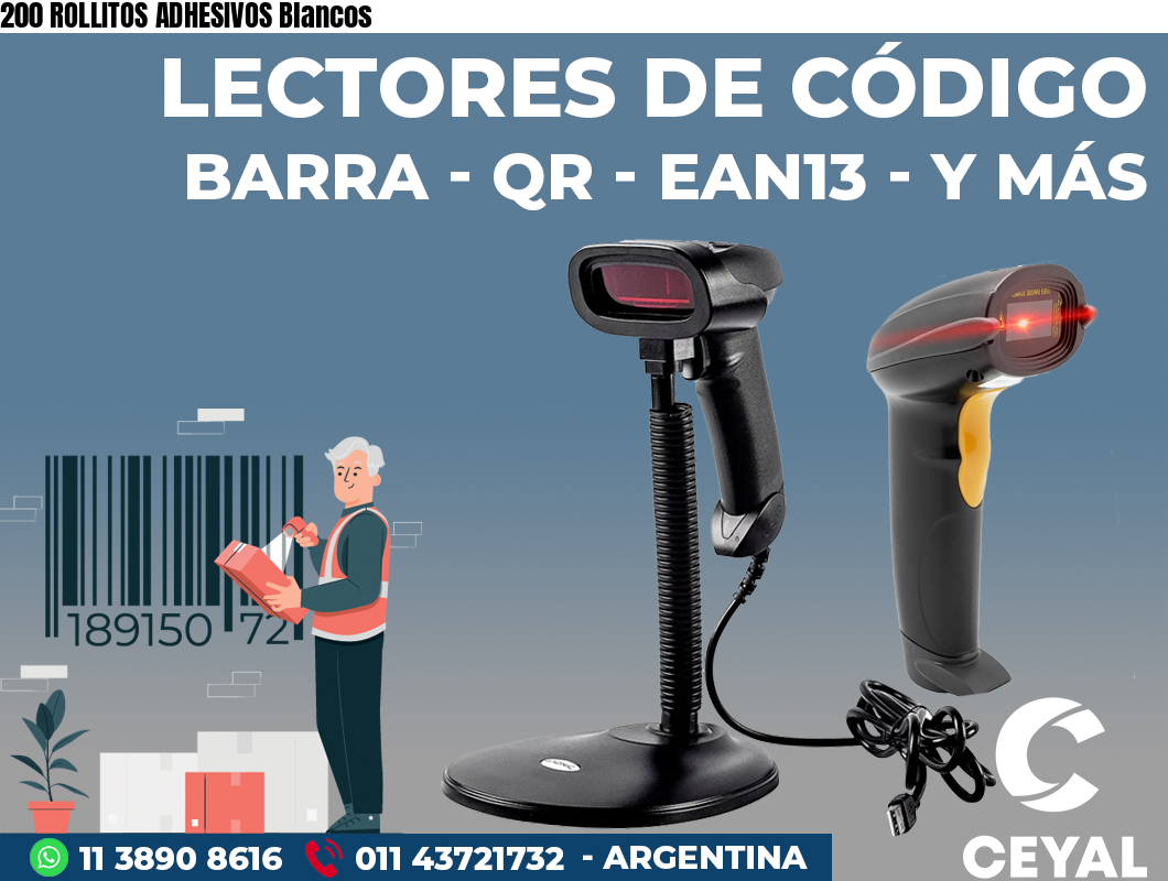 200 ROLLITOS ADHESIVOS Blancos