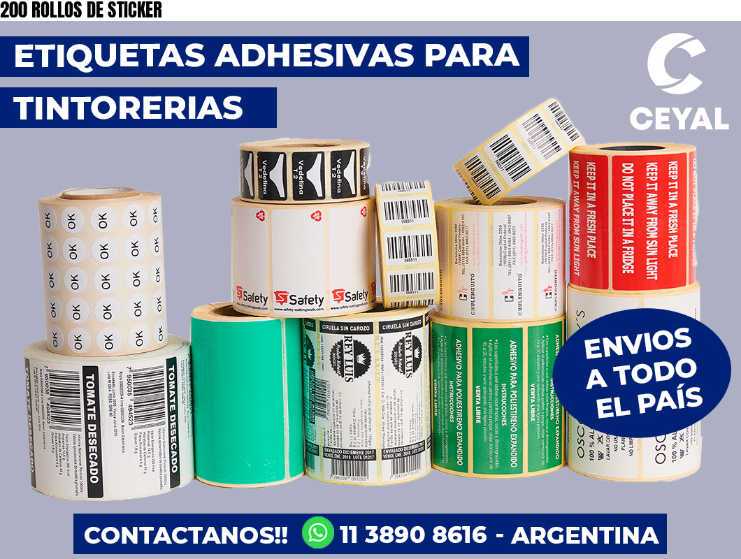 200 ROLLOS DE STICKER