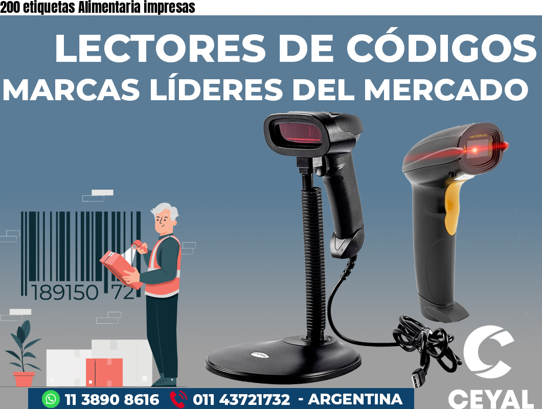 200 etiquetas Alimentaria impresas