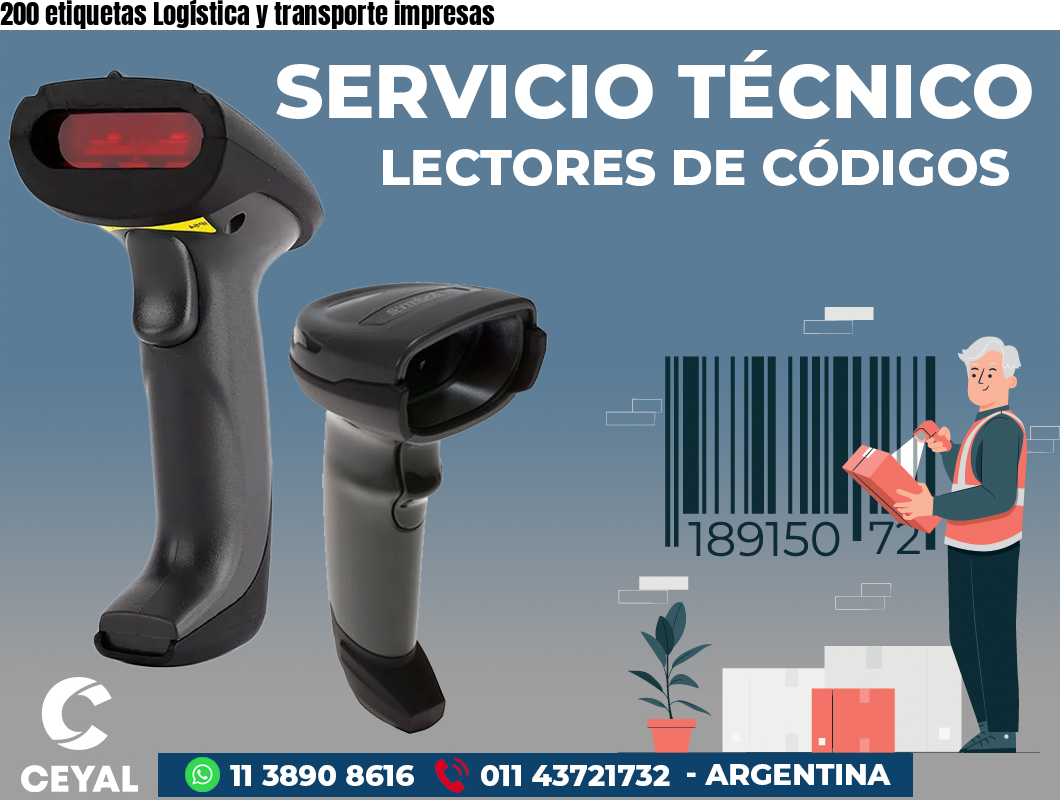200 etiquetas Logística y transporte impresas