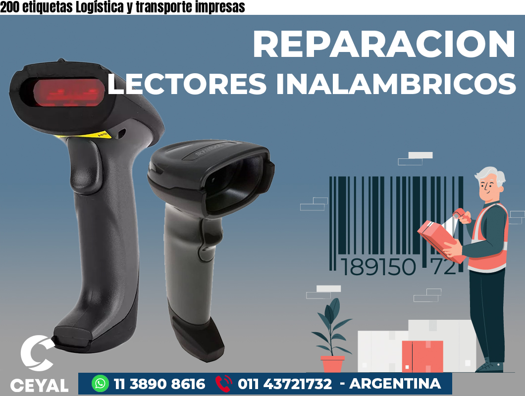 200 etiquetas Logística y transporte impresas