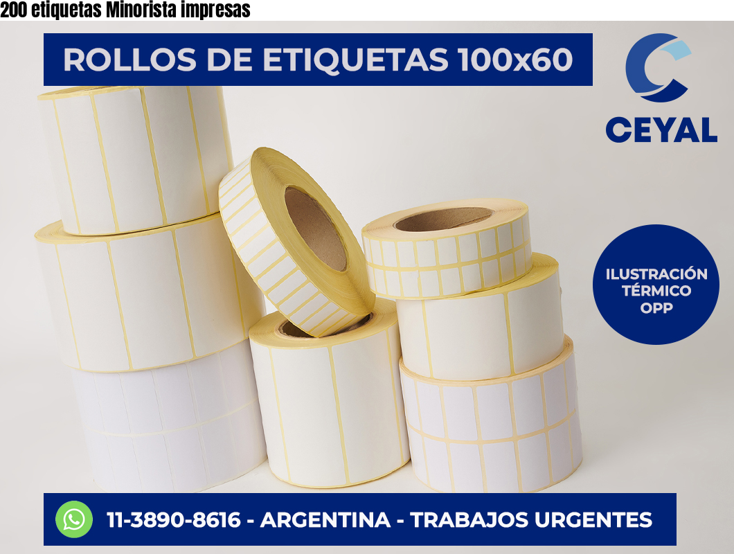 200 etiquetas Minorista impresas