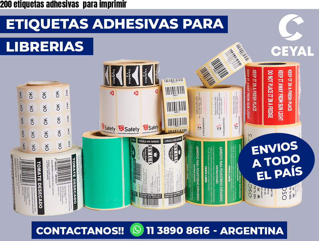 200 etiquetas adhesivas para imprimir