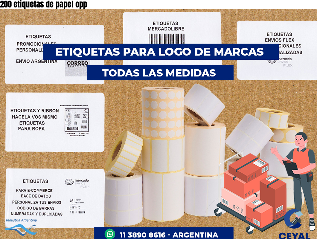 200 etiquetas de papel opp