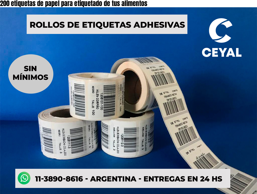 200 etiquetas de papel para etiquetado de tus alimentos