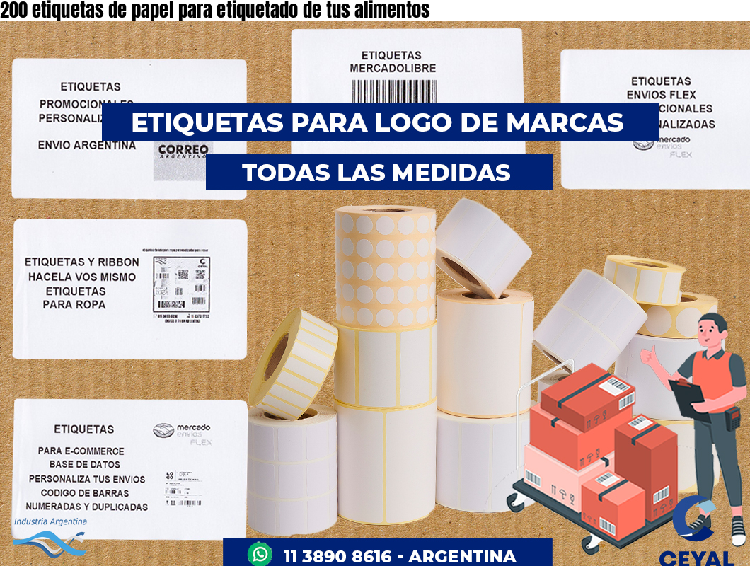 200 etiquetas de papel para etiquetado de tus alimentos