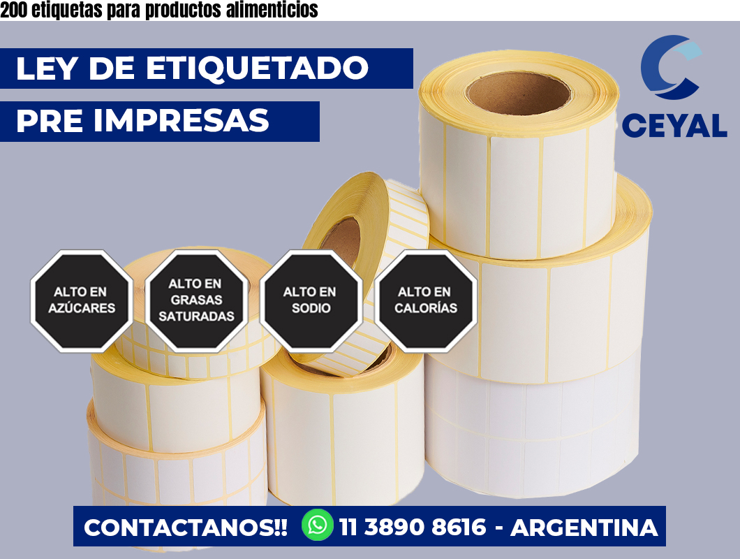 200 etiquetas para productos alimenticios