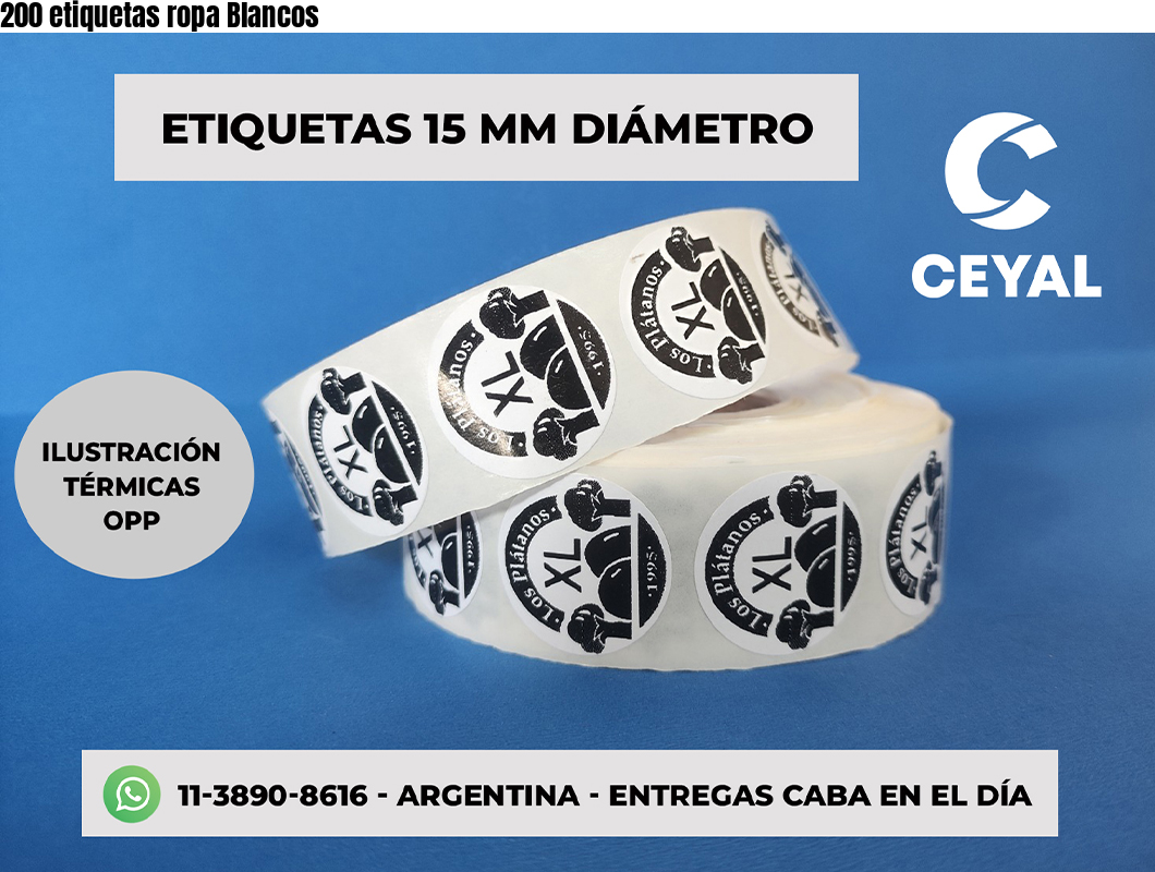 200 etiquetas ropa Blancos