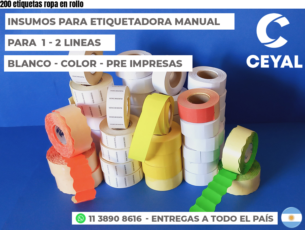 200 etiquetas ropa en rollo