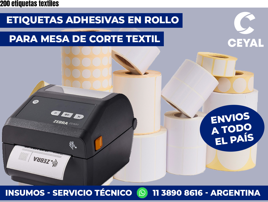 200 etiquetas textiles