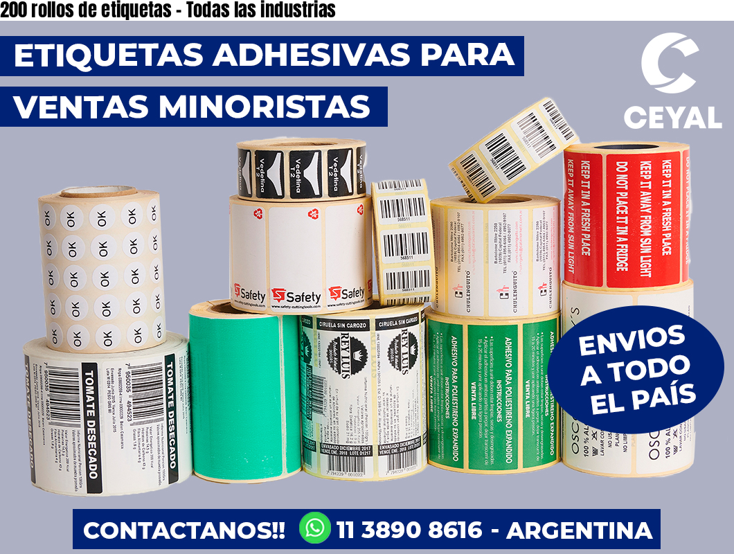 200 rollos de etiquetas – Todas las industrias