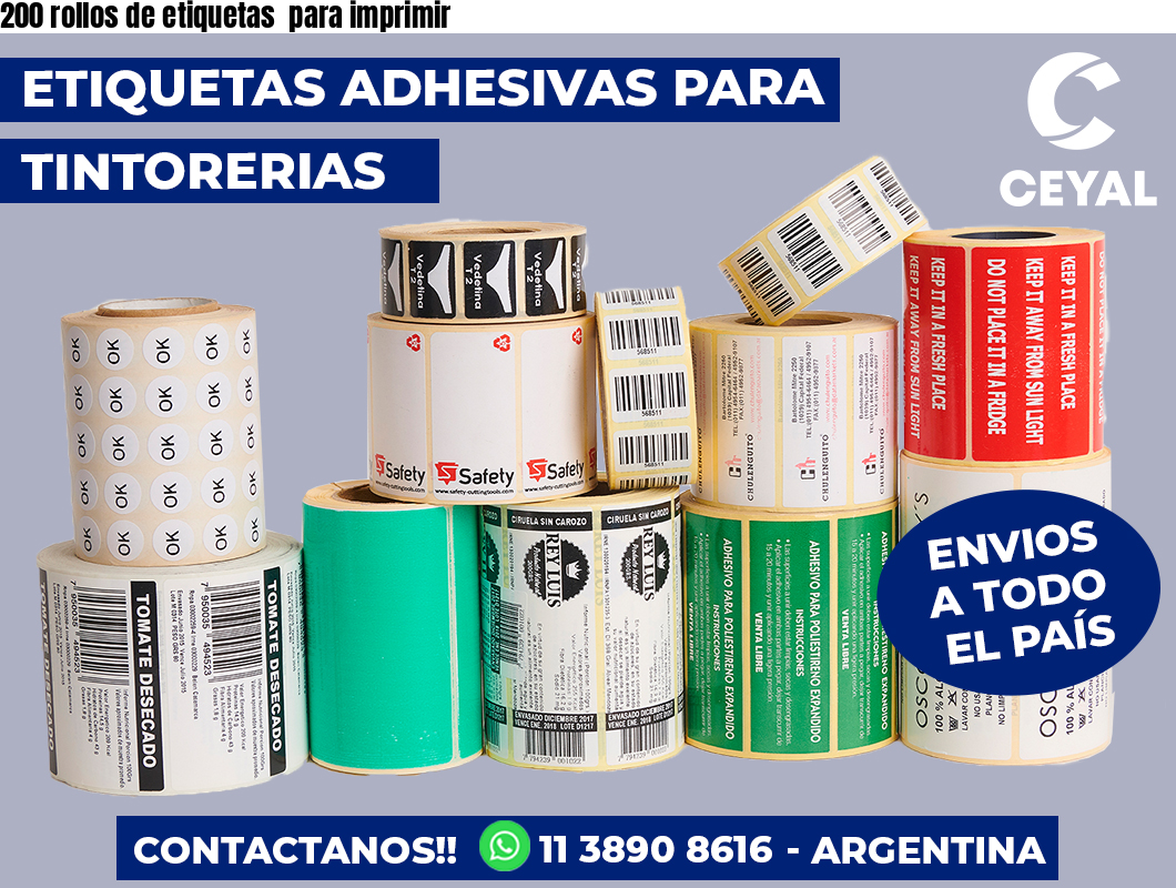 200 rollos de etiquetas para imprimir
