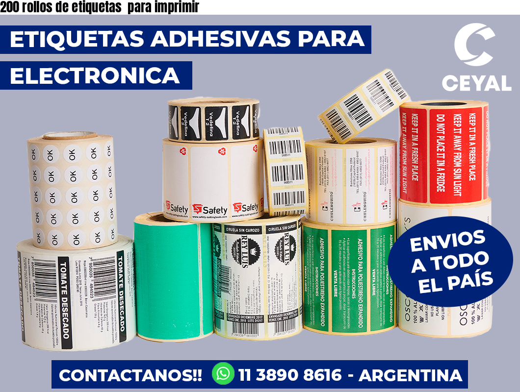 200 rollos de etiquetas  para imprimir