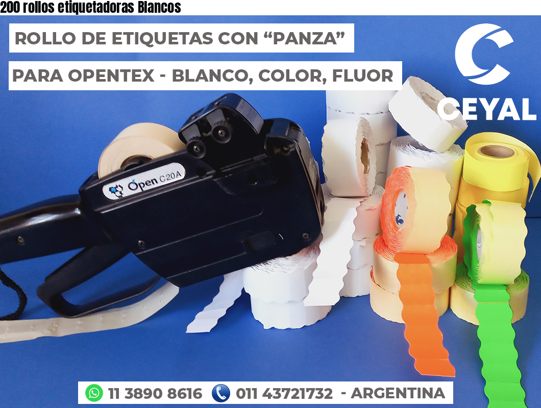 200 rollos etiquetadoras Blancos