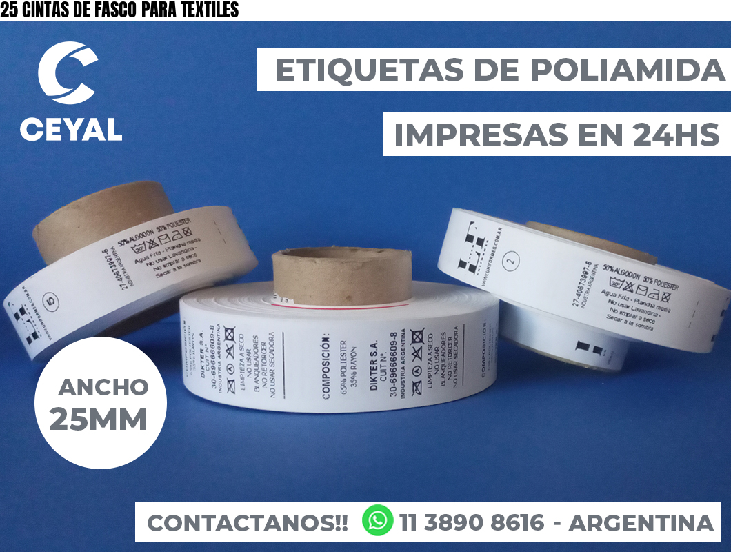 25 CINTAS DE FASCO PARA TEXTILES