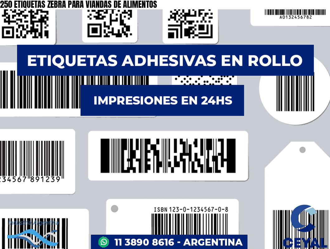 250 ETIQUETAS ZEBRA PARA VIANDAS DE ALIMENTOS