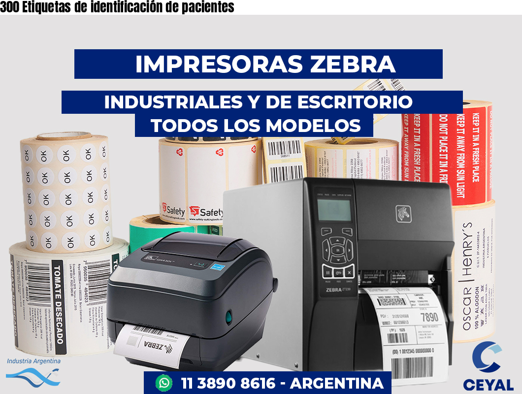 300 Etiquetas de identificación de pacientes