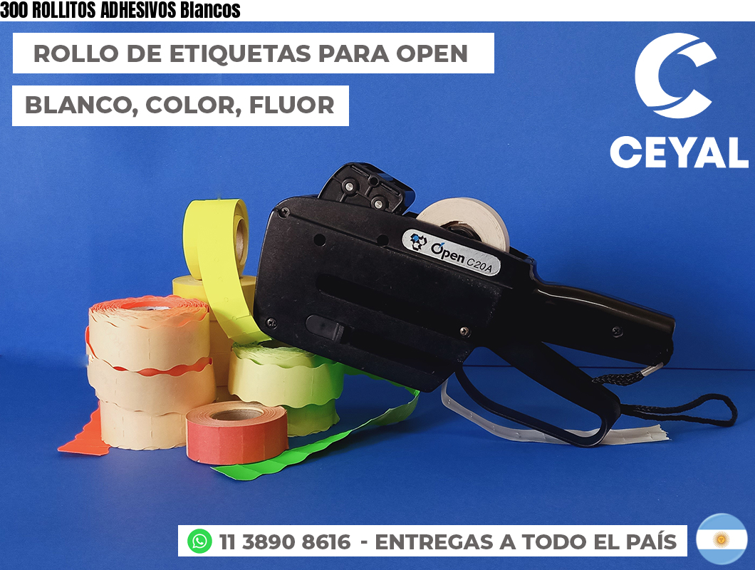 300 ROLLITOS ADHESIVOS Blancos