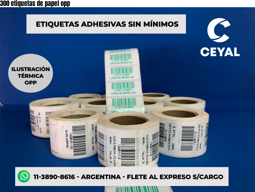 300 etiquetas de papel opp