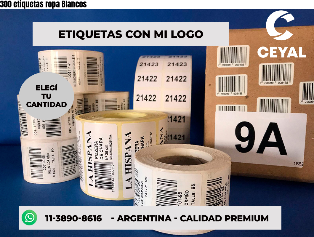 300 etiquetas ropa Blancos