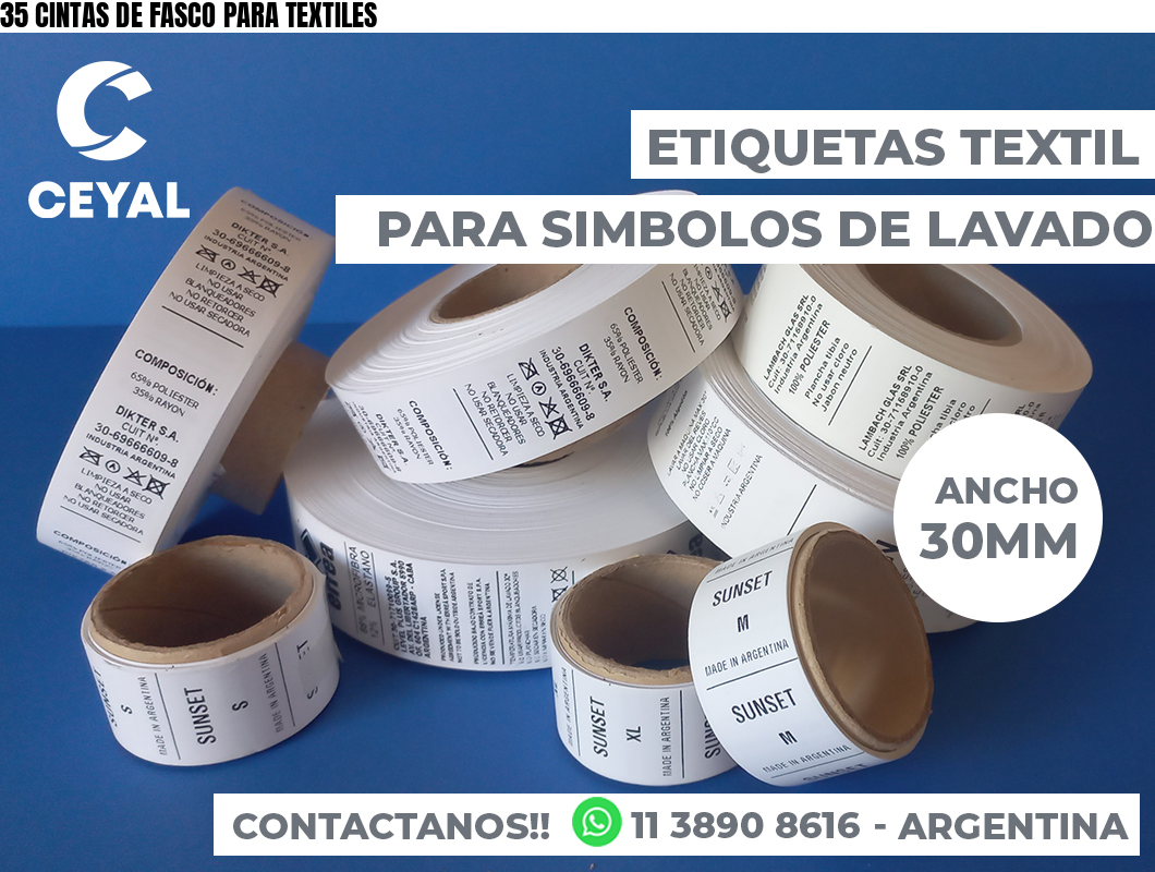 35 CINTAS DE FASCO PARA TEXTILES