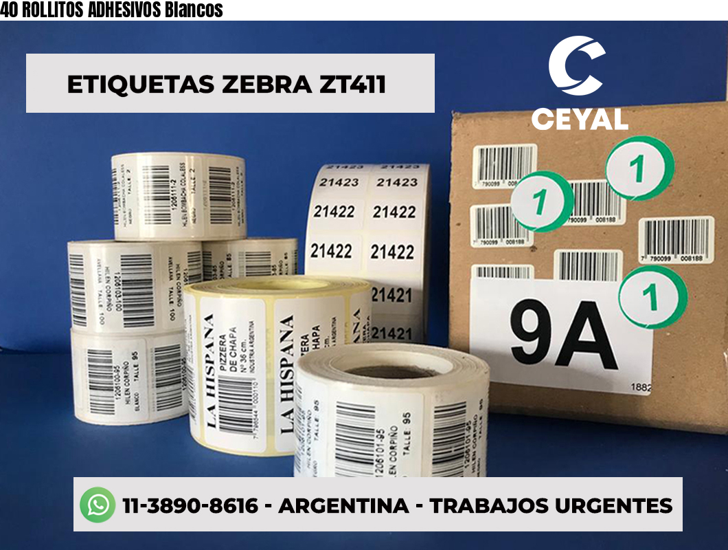 40 ROLLITOS ADHESIVOS Blancos