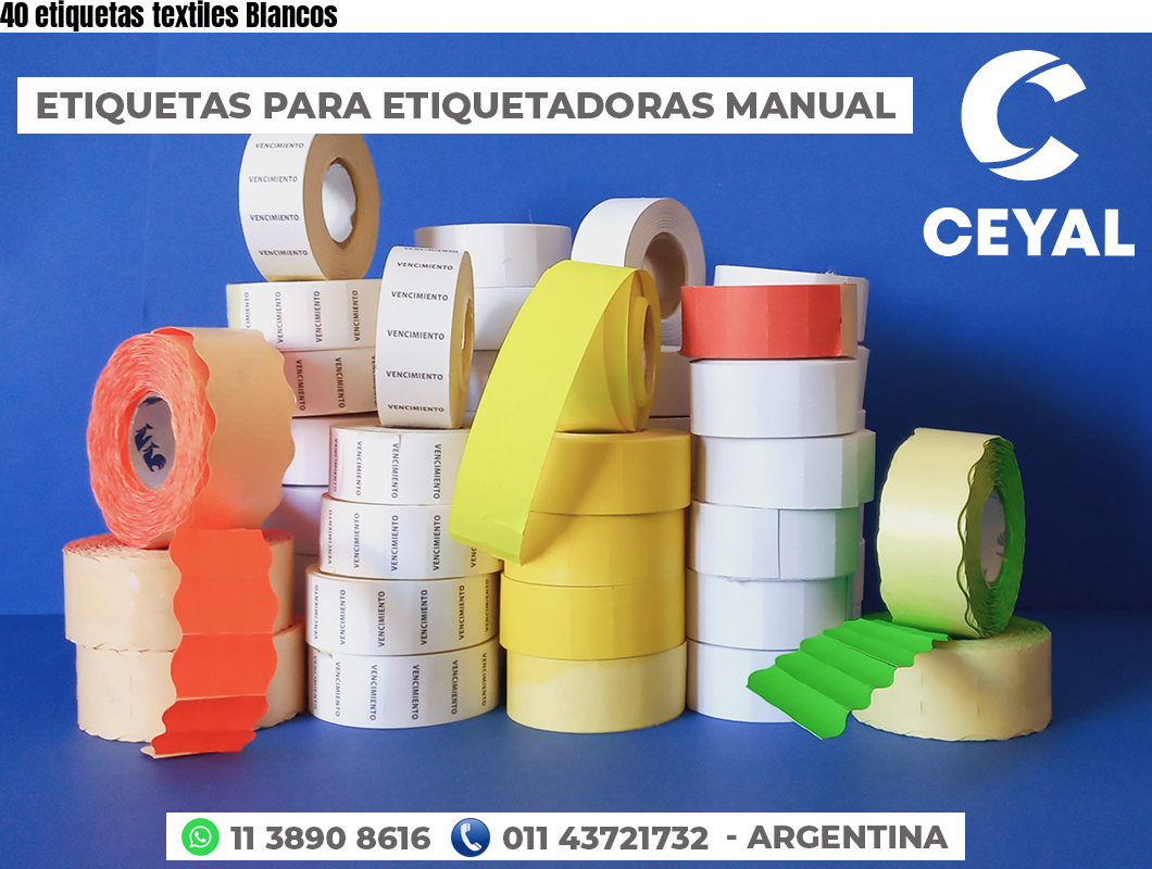 40 etiquetas textiles Blancos