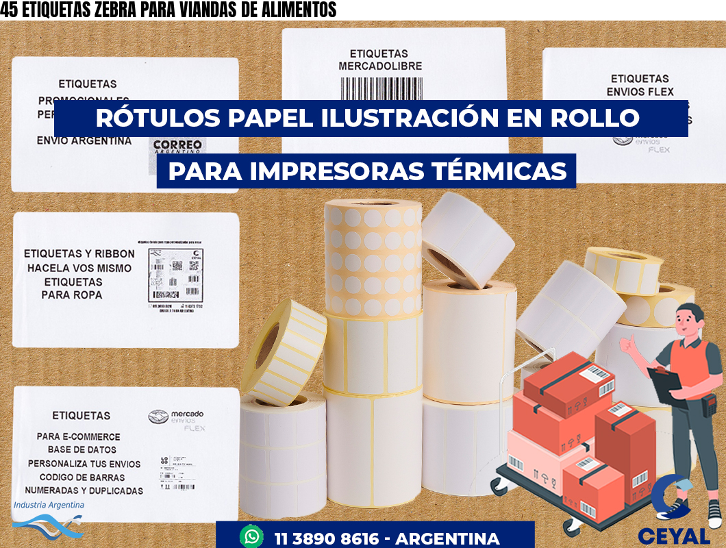 45 ETIQUETAS ZEBRA PARA VIANDAS DE ALIMENTOS