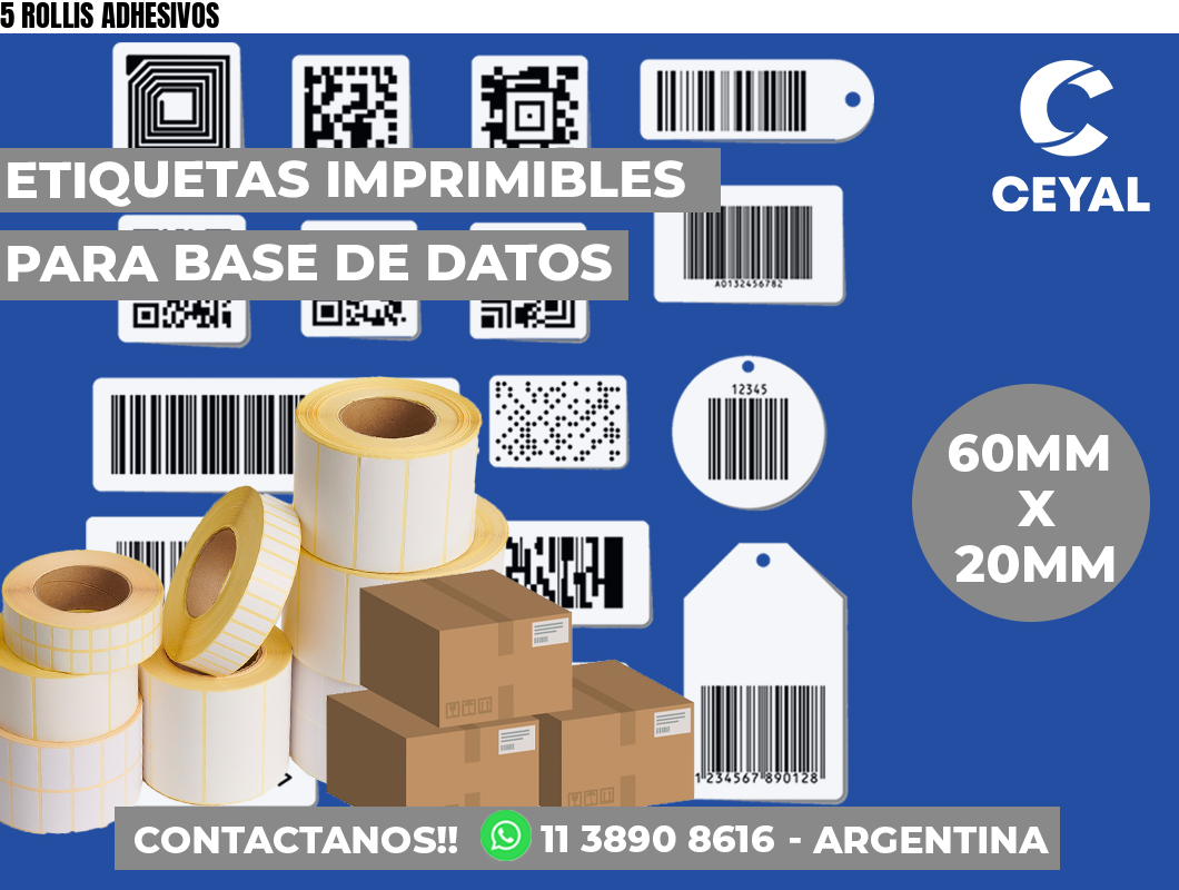 5 ROLLIS ADHESIVOS